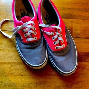 Vans, hot pink, gray n white, size 6